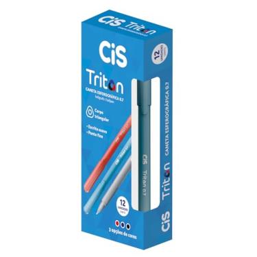 Imagem de Caneta Esferográfica 0.7mm CIS Triston, Azul, Caixa com 12 unidades