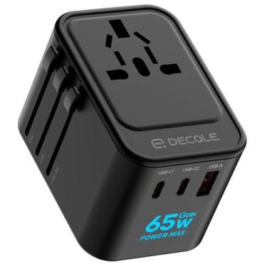 Imagem de Decalque de adaptador de viagem universal com 2 USB-C (GaN 65W) e 1 US