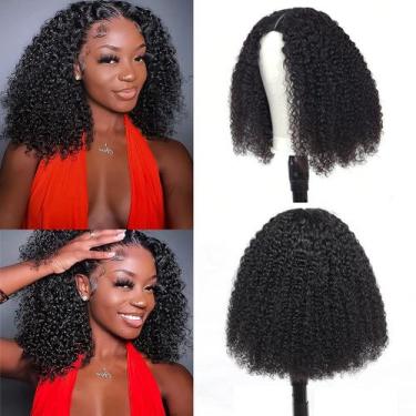 Imagem de Peruca em V RAGMZZE Kinky Curly Human Hair 180% Densidade 40cm