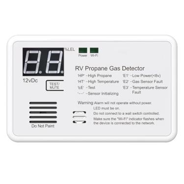 Imagem de Detector de gás propano inteligente Wi-Fi suporta rede de 2,4 GHz (não 5G), usando DC 12 V, alarme alto de 85 dB, adequado para residências e trailers