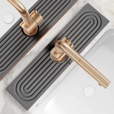 Imagem de Eormoe Tapete de torneira de pia de cozinha - Protetores de pia de diatomita de 39,9 cm para pia de cozinha, protetor de respingos de pia de pedra para acessórios de pia de balcão de cozinha (cinza