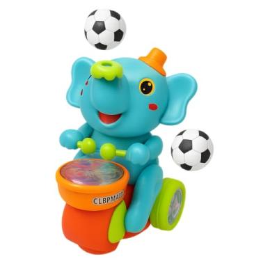 Imagem de Elefante Musical Infantil a Pilha com Luz e Som, Bate e Volta, Unissex, Amarelo ou Azul, Brinquedo Premium, Felix Magazine