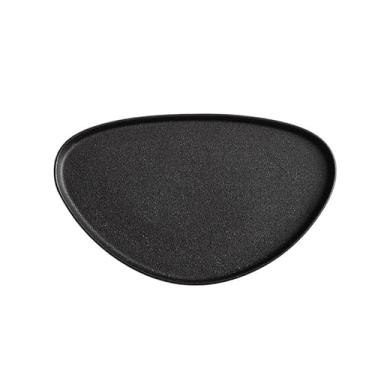 Imagem de URGDWEKJY Bandeja de jantar prato triangular redondo de cerâmica, prato de molho de mergulho, prato de bife de restaurante ocidental, prato de moda para casa, prato de jantar (preto)