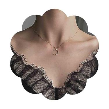 Imagem de Aneneiceera Colar vintage com pingente de lua crescente, colar de lua pequena, colar de ouro e meia lua, joia para mulheres e meninas, Zinco, Sem Pedra Preciosa