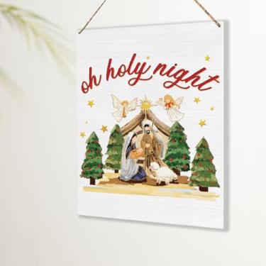 Imagem de Placa de decoração de Natal cristã, decoração de Natal, presentes para mulheres, homens, oh, noite santa, parede, porta, decoração para casa, escritório, cozinha, quarto, banheiro