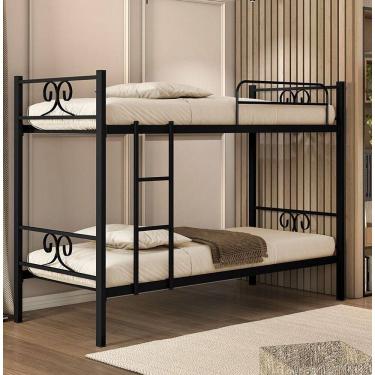 Imagem de Beliche Tubolar Em Aço Domus Reforçada Para Pousadas, Alojamentos Preto