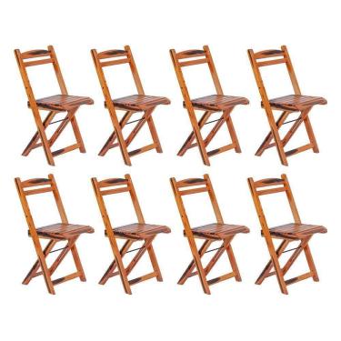 Imagem de Kit 8 Cadeiras Dobrável 100% Madeira Maciça Ypê Ideal Para áreas Externas E Internas Cerejeira