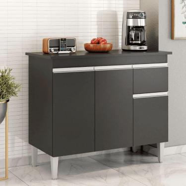 Imagem de Balcão Gabinete De Pia Para Cozinha Sem Tampo 100cm Tatiane Preto- Mabe Magazine