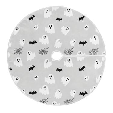 Imagem de JUZIHAI Halloween Boo Fantasmas Morcegos Saia Árvore de Natal Tapete Decoração de Natal Ornamentos para Interior Exterior Casa 91 cm
