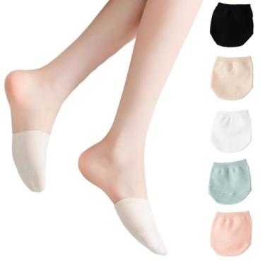 Imagem de 5 pares de meias invisíveis com um design antiderrapante e forro invisível, adequadas para tamancos.