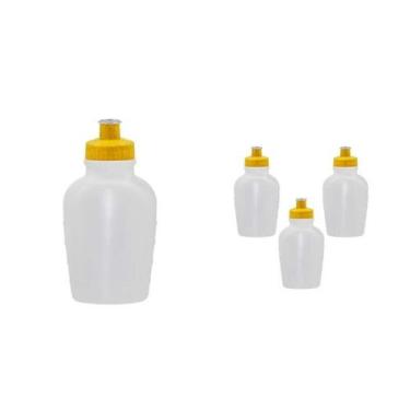 Imagem de Kit 4 Cantis 500Ml Tampa Fibra Madeira Amarelo - Bb Store