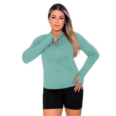 Imagem de Jaqueta Casaco UV Proteção FPU50 Com Zíper Feminino Verde Menta - Ast 
