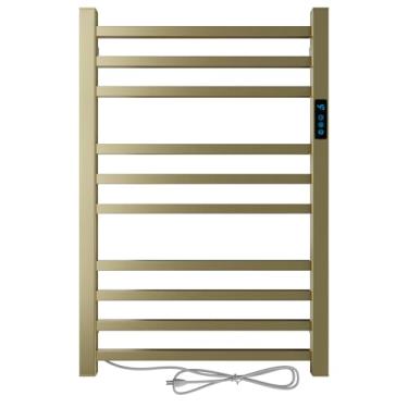 Imagem de Toalheiro Termico Quadrado Dourado Escovado Timer Esquerdo