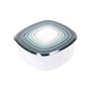 Imagem de Conjunto 7 Potes Quadrado com Tampa 100ml até 04 Litros