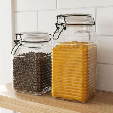 Imagem de Potes Hermético Porta Mantimentos Vidro Clipe Metal Kit 2pçs - Gici Ho