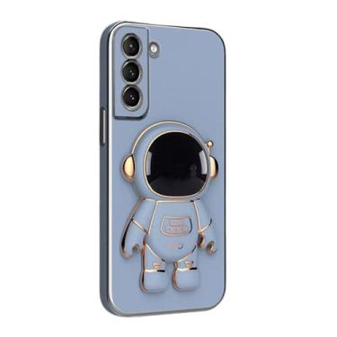 Imagem de Capa de telefone preta com suporte de papelão 3D para Samsung Galaxy Note20 Ultra Note10 A73 A72 A33 A52S A02S Capa traseira chapeamento de astronauta suporte à prova de choque câmera de proteção (azul, Samsung A02)