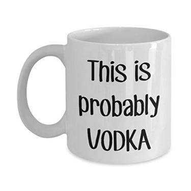 Imagem de Esta é a caneca de viagem Provavelmente Vodka – Caneca de café de cacau quente divertido – ideia de de Natal