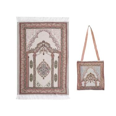 Imagem de Hitopin Tapete de oração, tapete de oração islâmico, tapete de oração islâmico, tapete de oração muçulmano, com bolsas de design elegante, para oração muçulmana islâmica do Ramadã, ótimo presente para