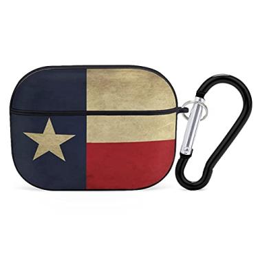 Imagem de YouTary Capa com estampa de bandeira Texas Lone Star State compatível com Airpods Pro com chaveiro, capa de fone de ouvido, unissex, à prova de choque, com carregamento sem fio, acessórios para fone