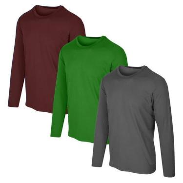 Imagem de Kit com 3 Camisetas Proteção Solar UV +50 Masculina Slim Fitness - Cinza+Cinza - M - Homem-Masculino