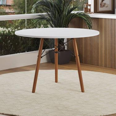 Imagem de Mesa Eames Eiffel Redonda Isabella Tampo Mdf 90cm 3 Pés em Madeira Branco - Casa Prime