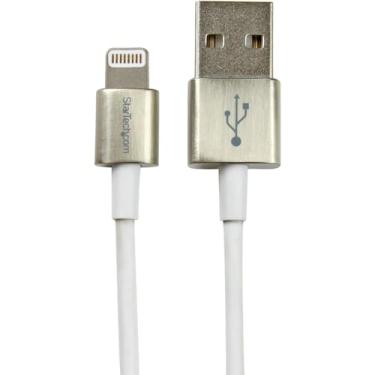 Imagem de StarTech.com Cabo USB para Lightning – Certificado Apple MFi – Cabo carregador para iPhone – Cabo Lightning certificado pela Apple, Metal | Branco, Branco, 3ft