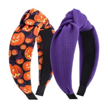 Imagem de Lanmerry Halloween Headbands for Women Pumpkin Ghost Hairbands Skull Knotted Headband Non Slip Hair Accessories Purple Headband
