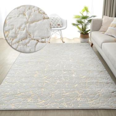 Imagem de Tapete para sala de estar mesa lateral ouro branco mármore macio tapete de banheiro de luxo tapete de pele de cabeceira para quarto, 7,60x120cm