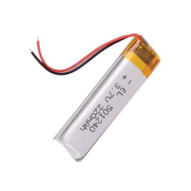Imagem de bateria 2 fios recarregavel 3,7v 501240 c/ 220mah 5mm de espessura x 12mm de largura x 40mm de comprimento