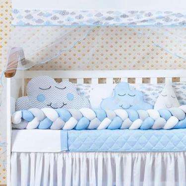 Imagem de Kit Berço Americano Trançado Nuvem Formato 11 Pcs Protetor Bebe Quarto