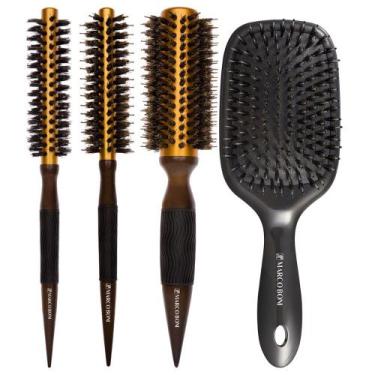 Imagem de Kit escovas termicas metalicas e raquete almofadada marco boni - Genér