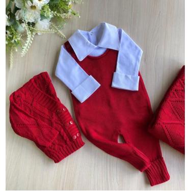 Imagem de Saída de maternidade menino 6 botões em tricot 4 peças - Dinhos baby, 