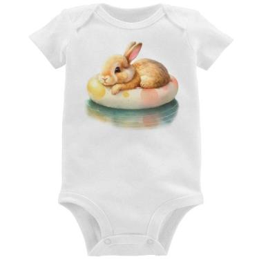 Imagem de Body Bebê Coelhinho Relaxando Na Piscina  - Foca na Moda, Branco, G