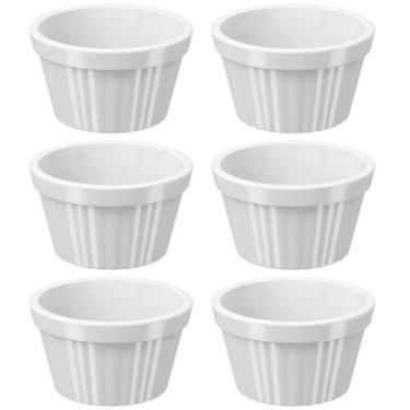 Imagem de Conjunto 6 Ramekins Brancos Canelados 90ml Plástico Potinho Bowl Peque