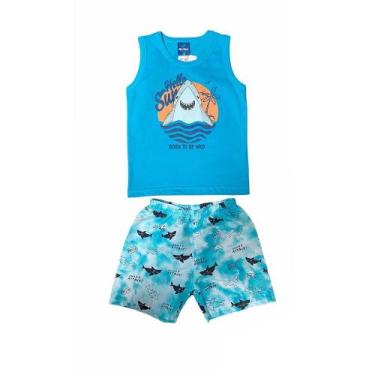 Imagem de Conjunto Infantil Tubarão Meia Malha e Bermuda de Tactel Romitex, 2, V