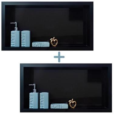 Imagem de Kit 02 Nicho de Porcelanato Preto Nero Polido 60x32cm - LOMINA Smart H
