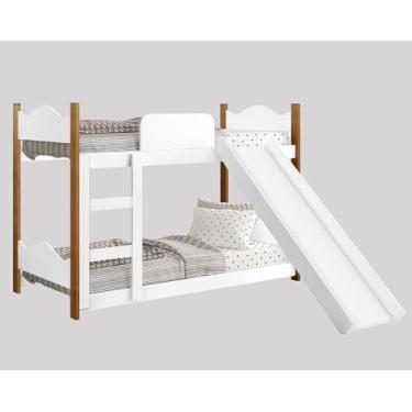 Imagem de Beliche Quarto Infantil Encanto com Escorregador Branco/grenat