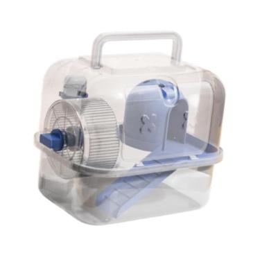 Imagem de IEUDNS Gaiola transportadora para hamster, porquinho da índia, transporte de viagem, pequenos animais de estimação, gaiola de saída, portátil, respirável,