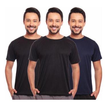 Imagem de Kit 3 Camisas Básicas Masculina Dry Fit Lisa Tradicional - MC Digital,