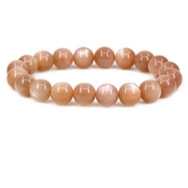 Imagem de Keleny Pulseira feminina elástica Fashion Crystal Man 10 mm contas redondas Rock Jasper 17 cm unissex 7 inch Vermelho