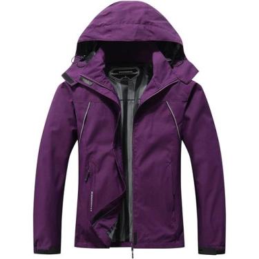 Imagem de Casaco de Chuva Feminino MOERDENG - Impermeável e Leve - Cor Roxa