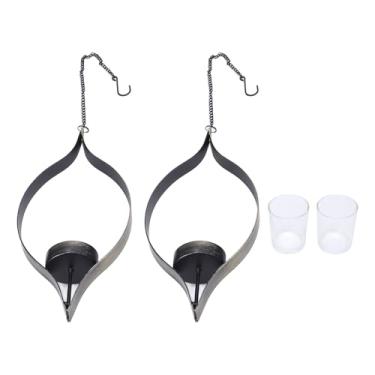 Imagem de 2 PCs Metal Pendurado Porta -velas, Arandela Vintage de Parede de Ferro Com Copo de Vidro, Aranha de Parede de Tealight Arandelas para Decoração