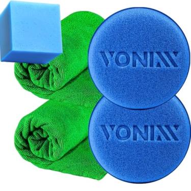 Imagem de Kit Utensilios Detalhamento Automotivo 2 Aplicadores de Espuma Vonixx + 2 Panos Flanela Toalha de Microfibra 40x40 JS