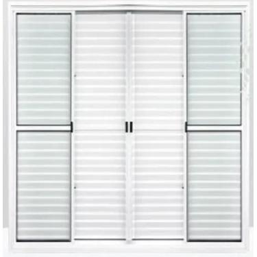 Imagem de Porta Balcao 6 Folhas aluminio branco Com trinco 2,10x1,50 - ALLO ESQU