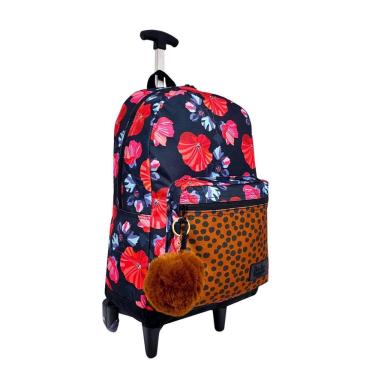 Imagem de Mochila Bolsa Universitária Feminina Moderna Rodinhas