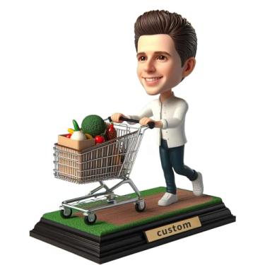 Imagem de Empurrador de carrinho de mercearia para homens feito à mão a partir de sua foto, ideal para irmãos, namorados, decoração de escritório com tema de varejo, presente de aniversário para compradores