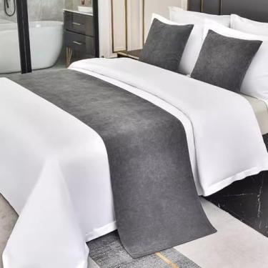 Imagem de Cachecol de cama luxuoso espesso para cama de hotel de cor sólida decoração simples estilo europeu protetor de cama macio sem desbotamento toalha de cama para quarto de casamento - cinza ||1 fronha