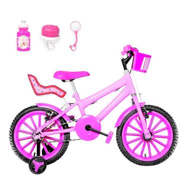 Imagem de Bicicleta Aro 16 Nylon + Kit Passeio Rosa E Pink