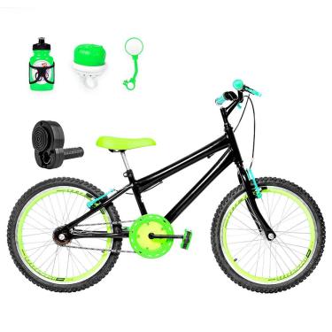 Imagem de Bicicleta Aro 20 Aero + Kit Passeio Preta E Verde