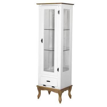 Imagem de Cristaleira Vitrine Espelhada Antique Média 1 Porta 2 Prateleiras de Vidro 1 Gaveta 1079e Cera Clara